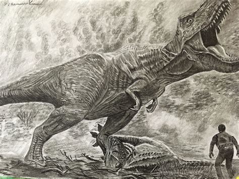 detailed dinosaur drawing.